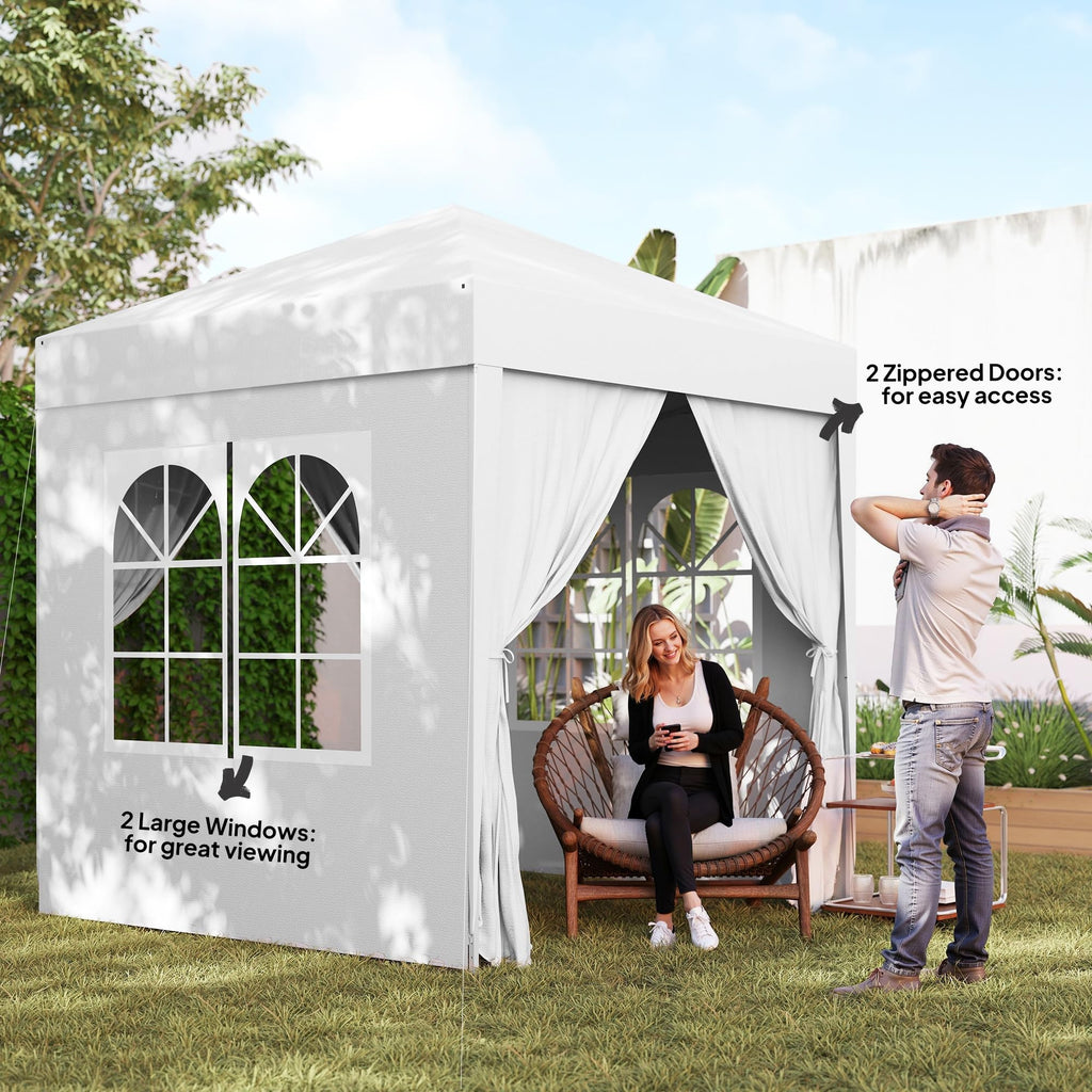 Outsunny Waterproof Pop-Up Folding Gazebo with 4 Side Walls