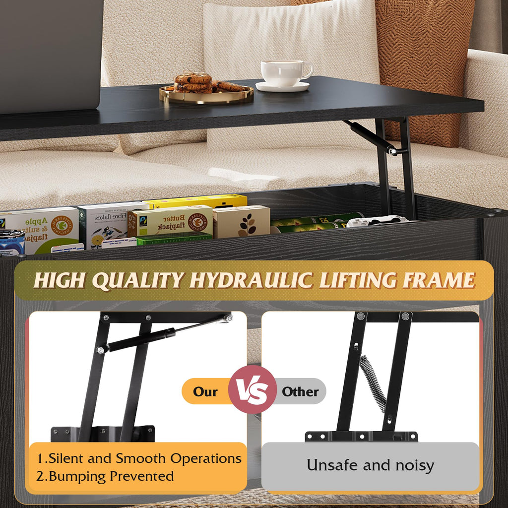 WLIVE Lift Top Coffee Table with Storage Shelf