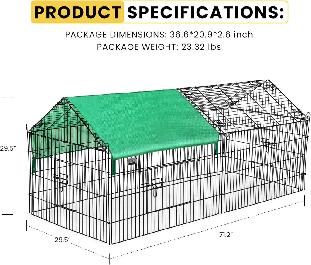 DEStar Foldable Metal Chicken Coop Enclosure - 181cm x 77cm