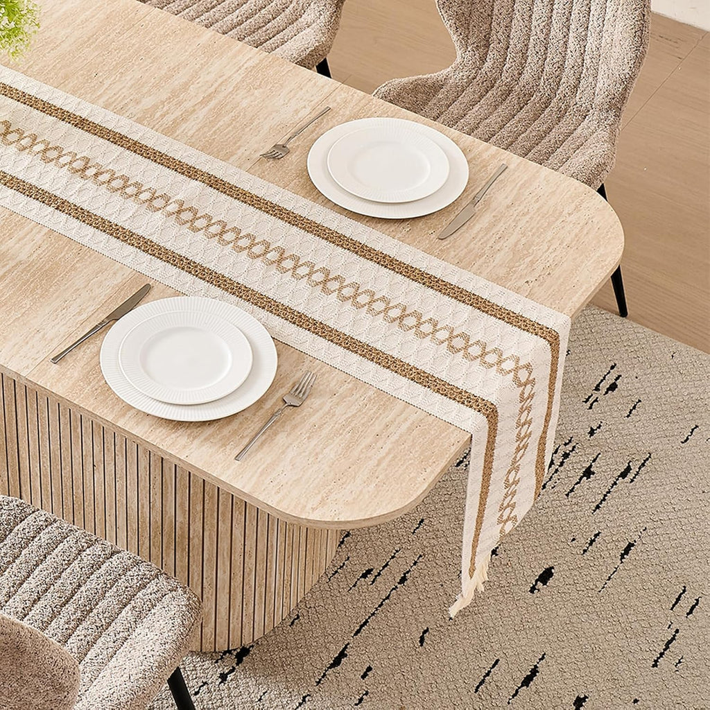 HJhomeheart Rectangular Dining Table - Yellow Travertine