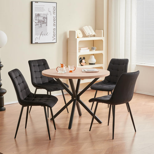 GrandCA HOME Round Dining Table for 4-6 People, Light Wood Grain