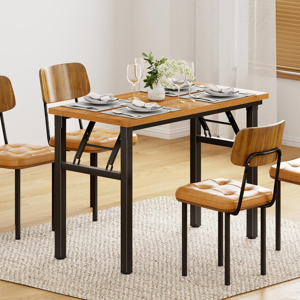 DlandHome Folding Home Office Desk with Solid Wood Particle Board