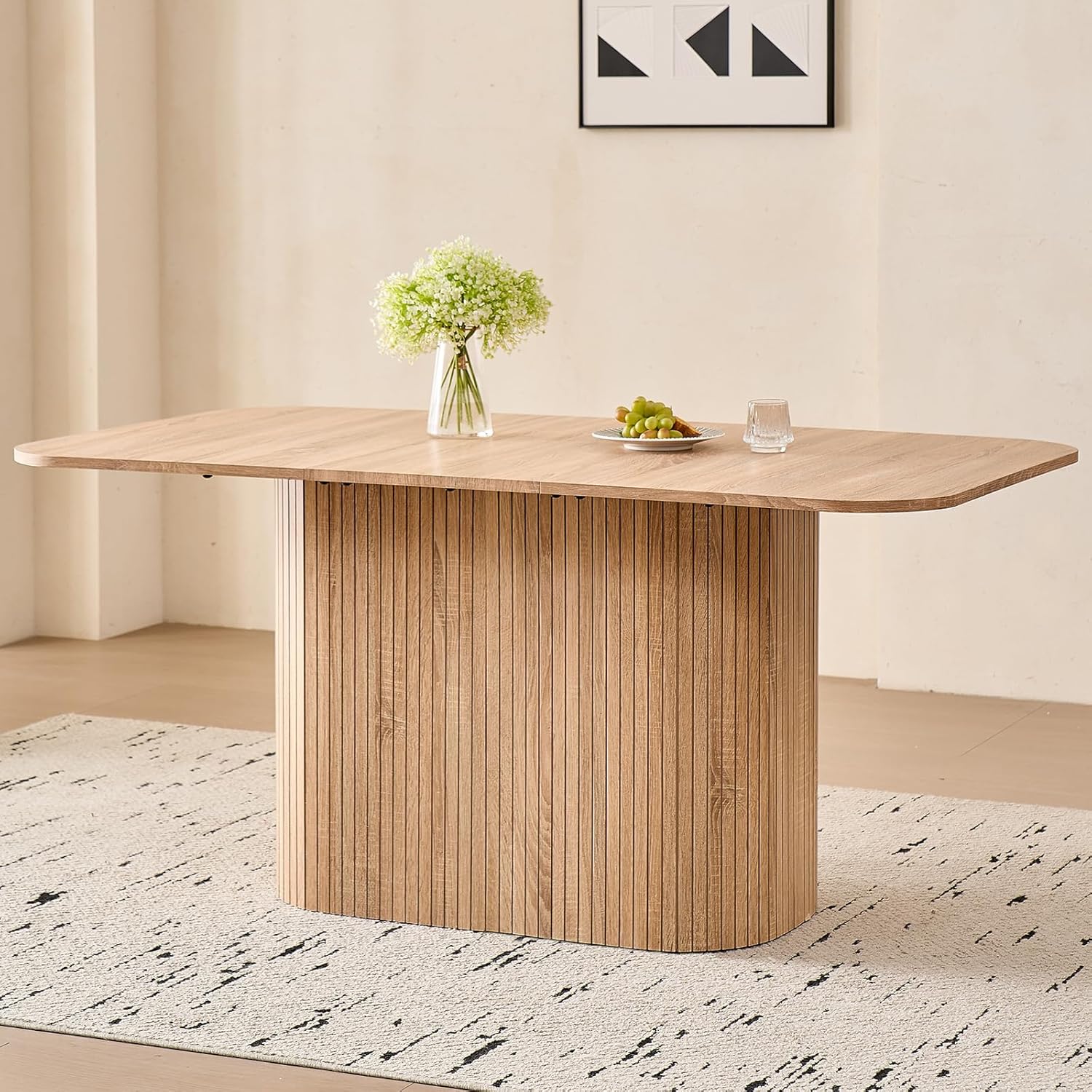 HJhomeheart Rectangular Dining Table - Light Wood Veining