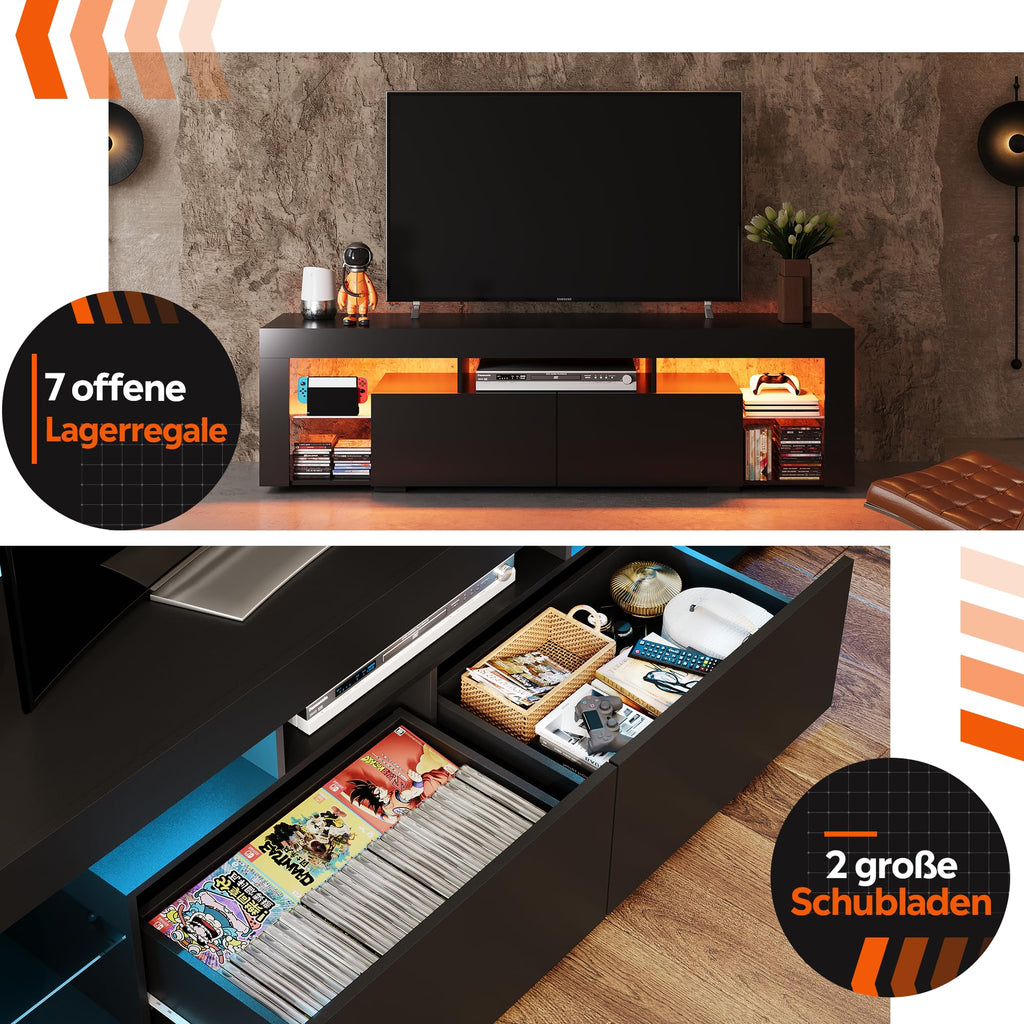 WLIVE Modern LED TV Cabinet with Storage for TVs up to 70 Inches