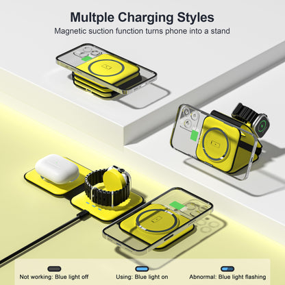 Portable Foldable Magnetic Wireless Charging Station | 3-in-1 Fast Charger for iPhone, Apple Watch & AirPods | Compact & Travel-Friendly Design