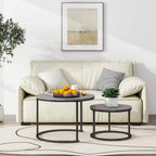 HOJINLINERO Modern Round Coffee Table Set of 2
