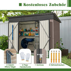 Metal Garden Shed with Sloped Roof and Tool Storage Cabinet