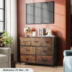 WLIVE 7 Drawer Dresser TV Stand with Metal Frame