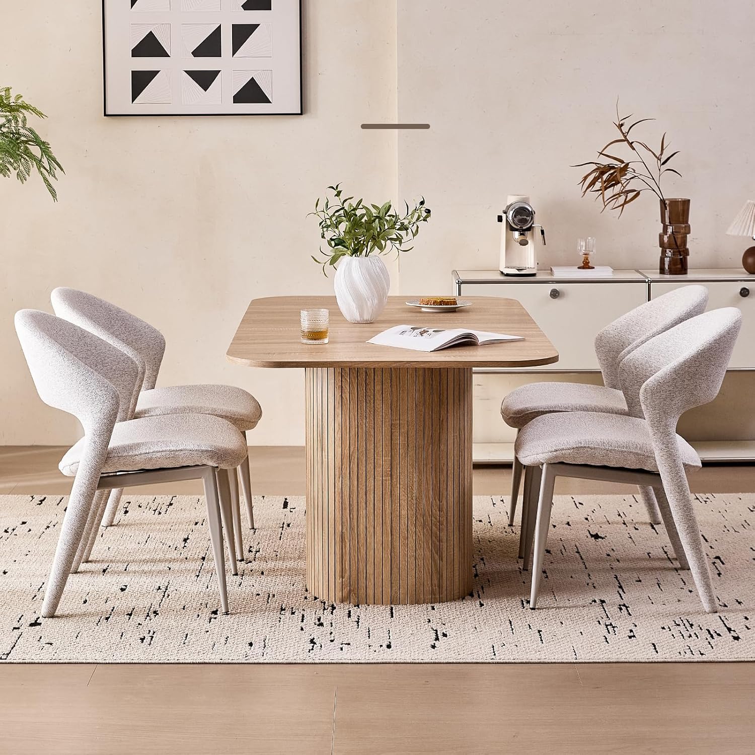 HJhomeheart Rectangular Dining Table - Light Wood Veining