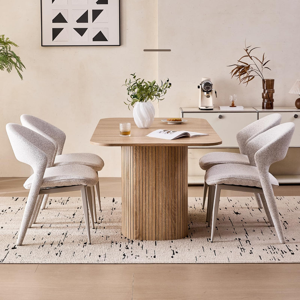HJhomeheart Modern Rectangular Dining Table with Slatted Legs