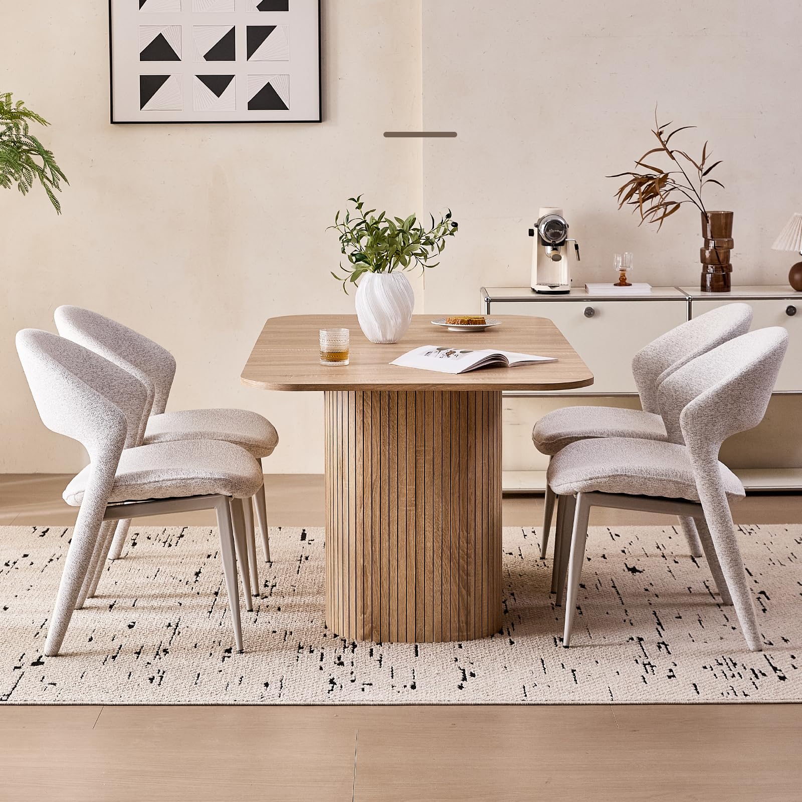 HJhomeheart Modern Rectangular Dining Table with Slatted Legs