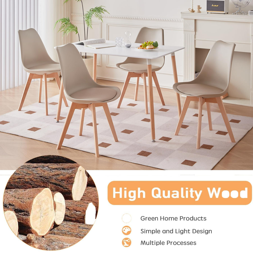 GrandCA HOME Scandinavian Dining Chairs Set of 6 with Upholstered Seat