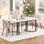 Modern marble pattern rectangular dining table with metal frame and adjustable feet