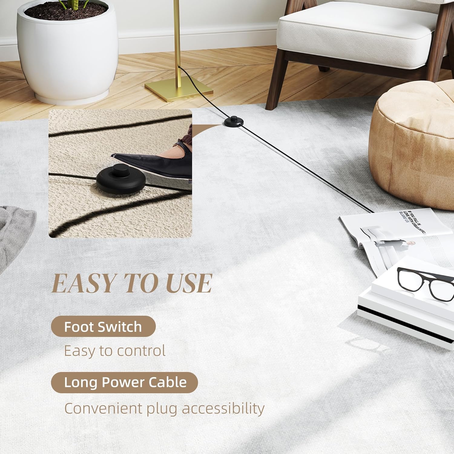 HOMCOM LED Floor Lamp - Gold Tone