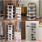 PTUWODS 7 Tier Rotating Shoe Cabinet in White