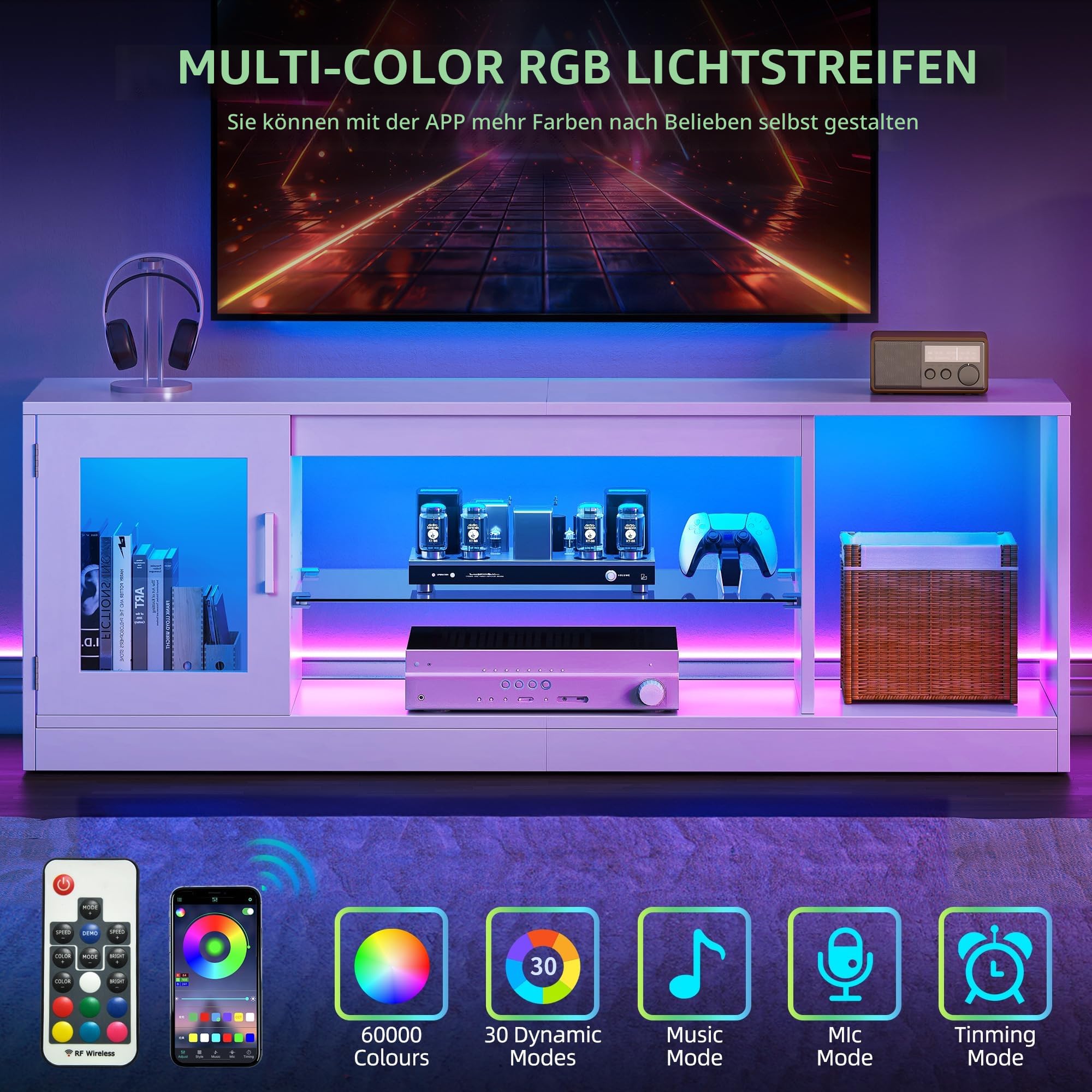 YITAHOME LED TV Cabinet with RGB Lights