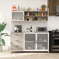 DEZAGCE Industrial Kitchen Sideboard with 3 doors, 3 drawers, and 2 shelves in oak color
