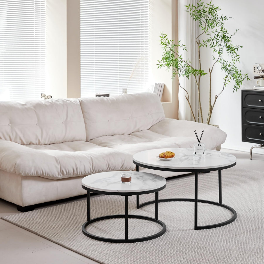 GrandCA HOME Stackable Round Coffee Tables Set