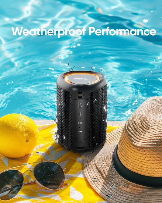 Waterproof Bluetooth Speaker with Vibrant Lights – 360° Sound, Long Battery Life, AUX & TF-Card Input, Bluetooth 5.3