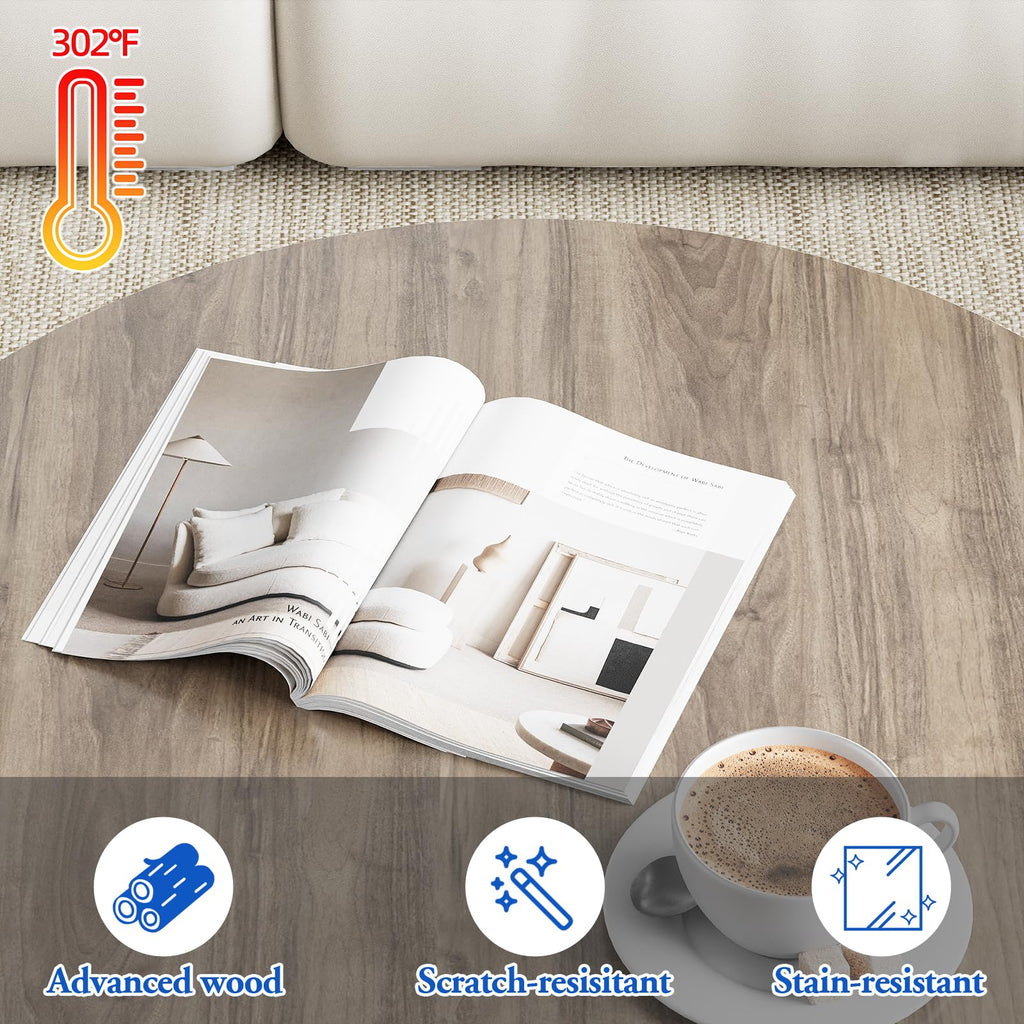 aboxoo Nesting Side Round Coffee Table Set with Metal Frame