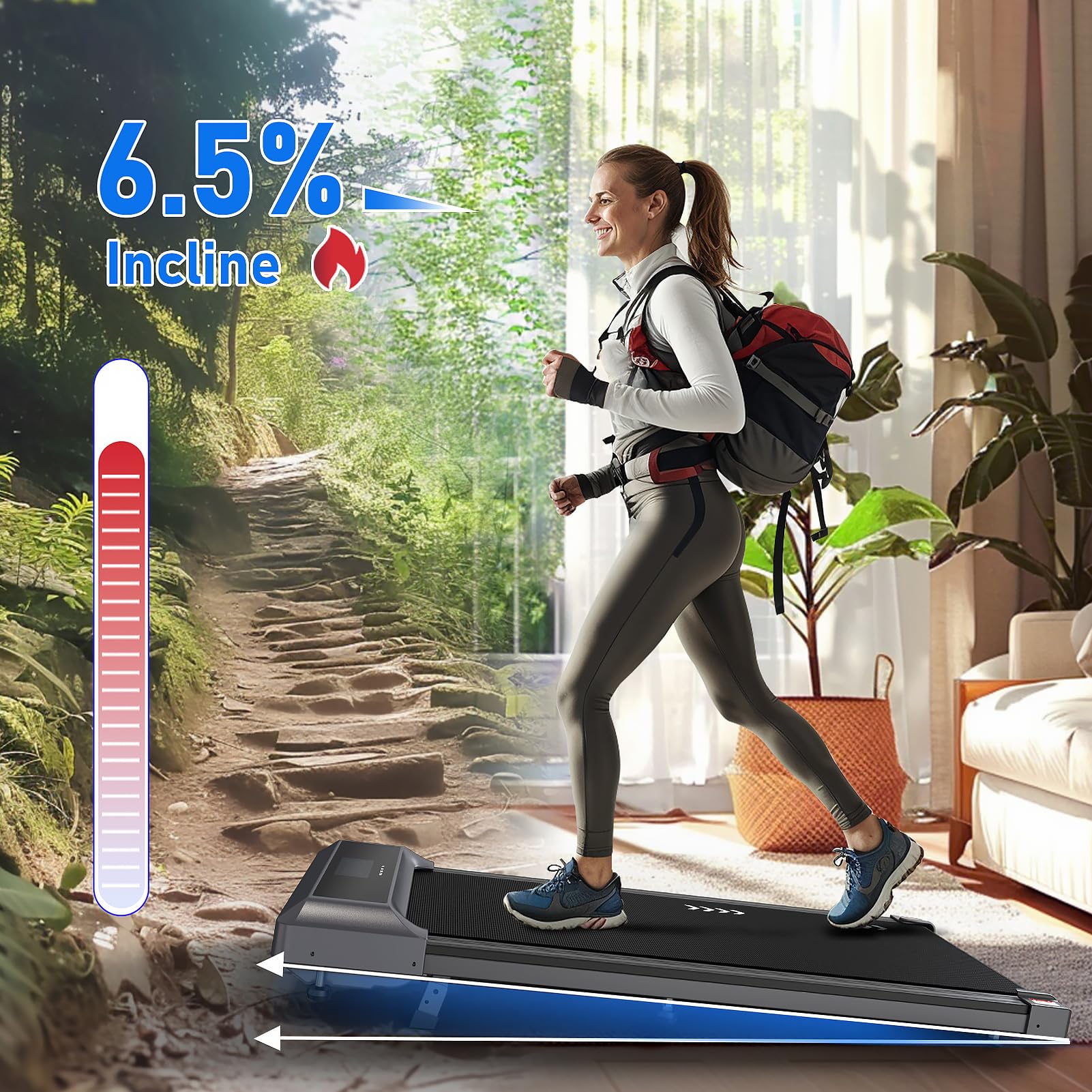 FYSIQ Compact Bluetooth Treadmill with Adjustable Tilt
