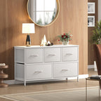 OLIXIS 5-Drawer Bedroom Dresser with Fabric Bins