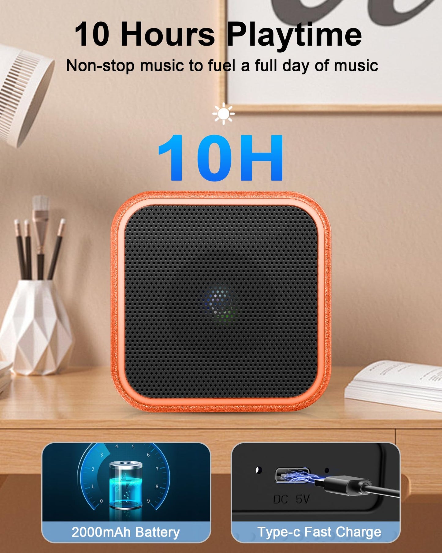 Bluetooth Speaker, Portable Speaker Leather Bluetooth 5.3 with Crystal Clear Sound, Speakers Bluetooth Wireless with Built-in Microphone, 8W Home Speakers for Home, Office, Party, Gift for Friend 2024