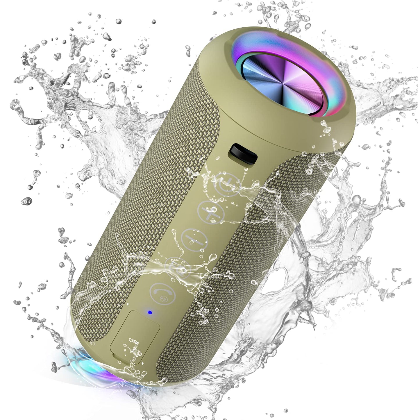 Sleek Waterproof Bluetooth Speaker with LED Lights – Immersive Sound for Outdoor and Indoor Adventures