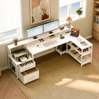 ODK L-Shaped Corner Desk with Storage and Drawers