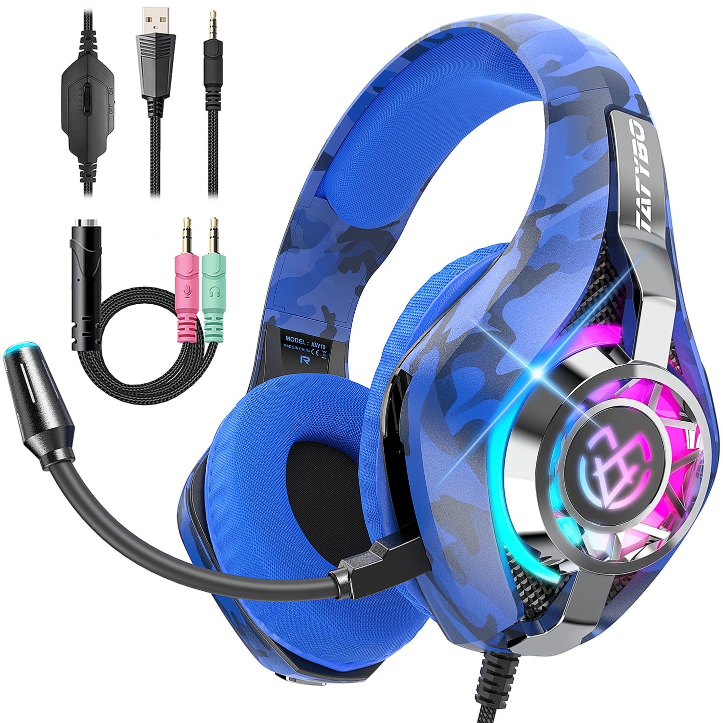 Gaming Headset for PC, Ps5, Switch, Mobile, Gaming Headphones for Nintendo with Noise Canceling Mic, Deep Bass Stereo Sound