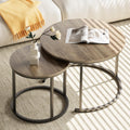 Modern nesting coffee table set with faux marble top and metal frame