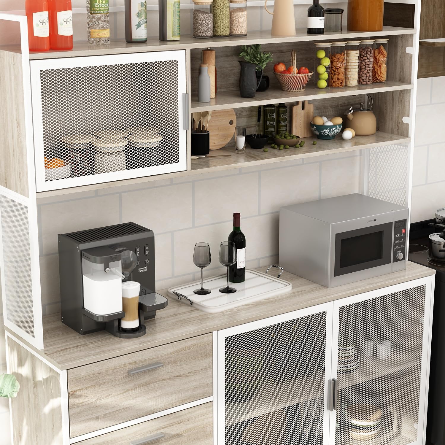 DEZAGCE Industrial Kitchen Sideboard with 3 Doors and Drawers