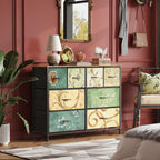 WLIVE 8 Drawer Fabric Dresser with Wood Top