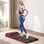 Black Lord Electric Walking Pad Treadmill with red color and Bluetooth connectivity