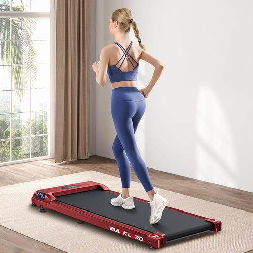 Black Lord Electric Walking Pad Treadmill with red color and Bluetooth connectivity