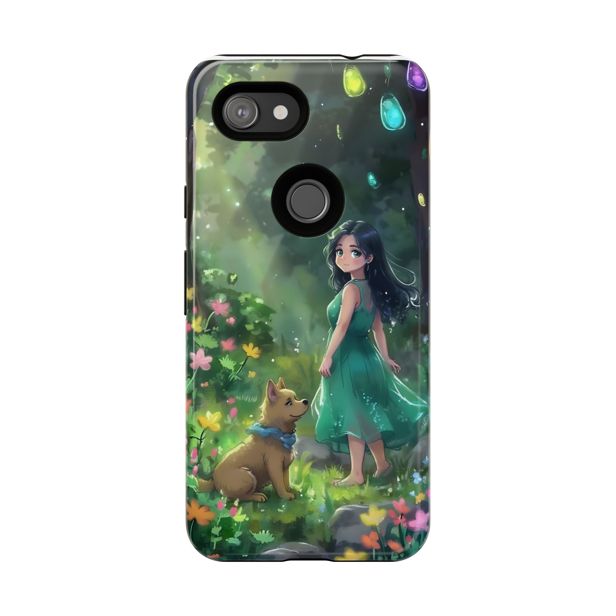 Whimsical Phone Case with Nature and Dog Artwork