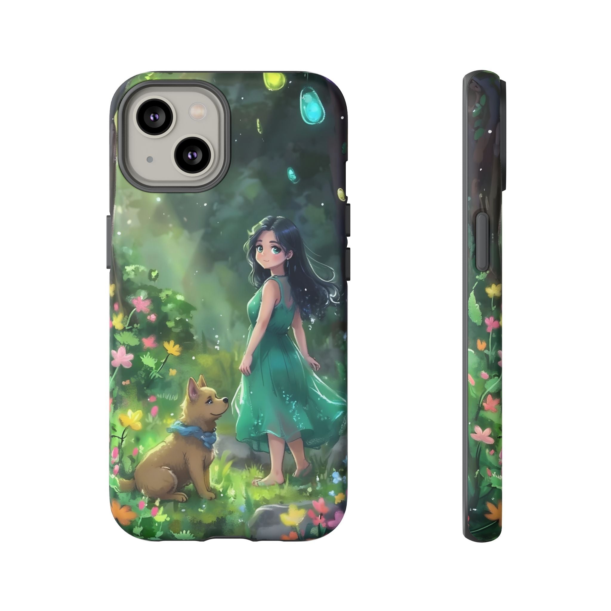 Whimsical Phone Case with Nature and Dog Artwork