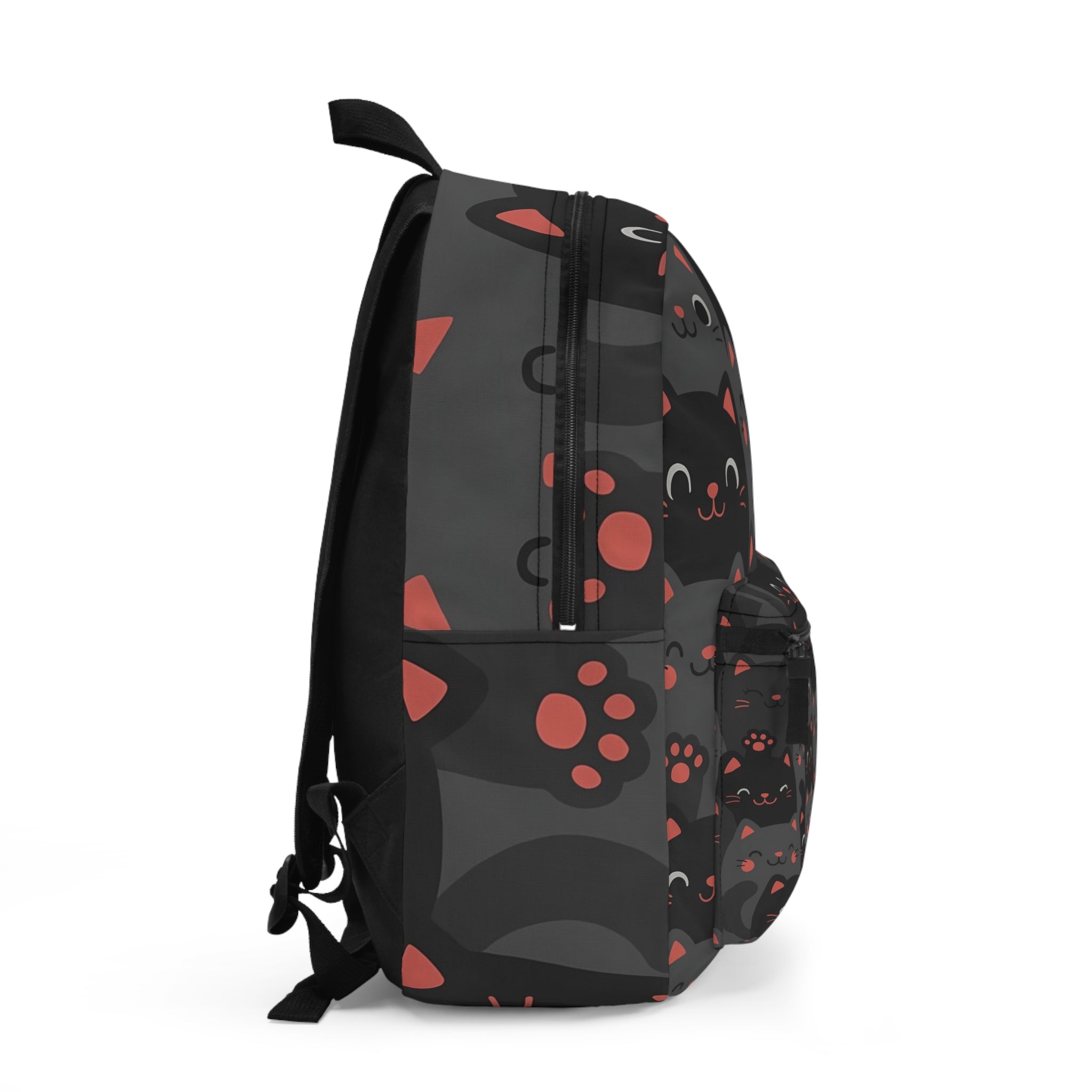 Cute Black & Red Cat Pattern Backpack – Kawaii Cats School & Travel Bag for Teens & Women | Lightweight, Durable, Everyday Carry for College & Office