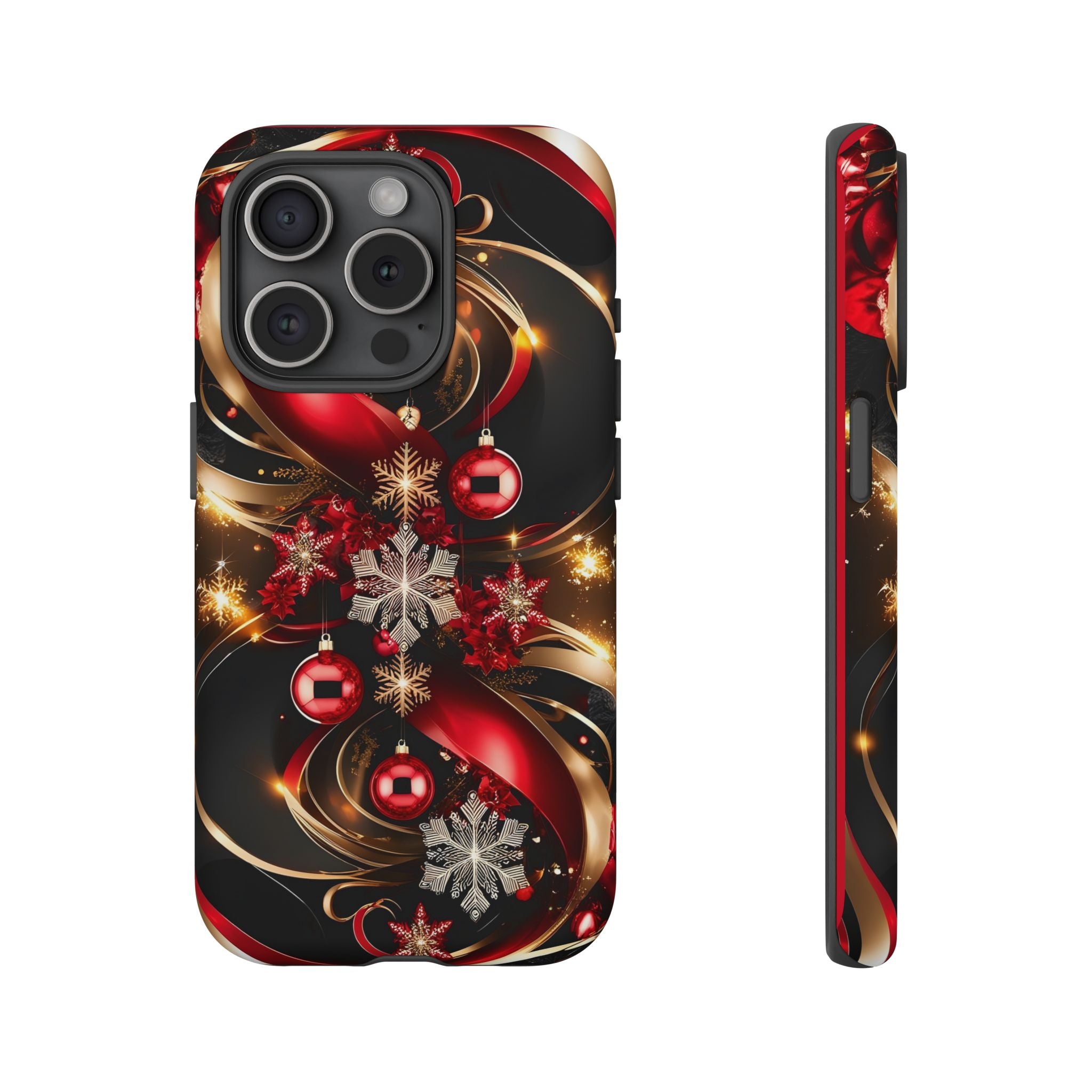 Christmas Red and Gold Phone Case - Tough Cases for Holiday Cheer