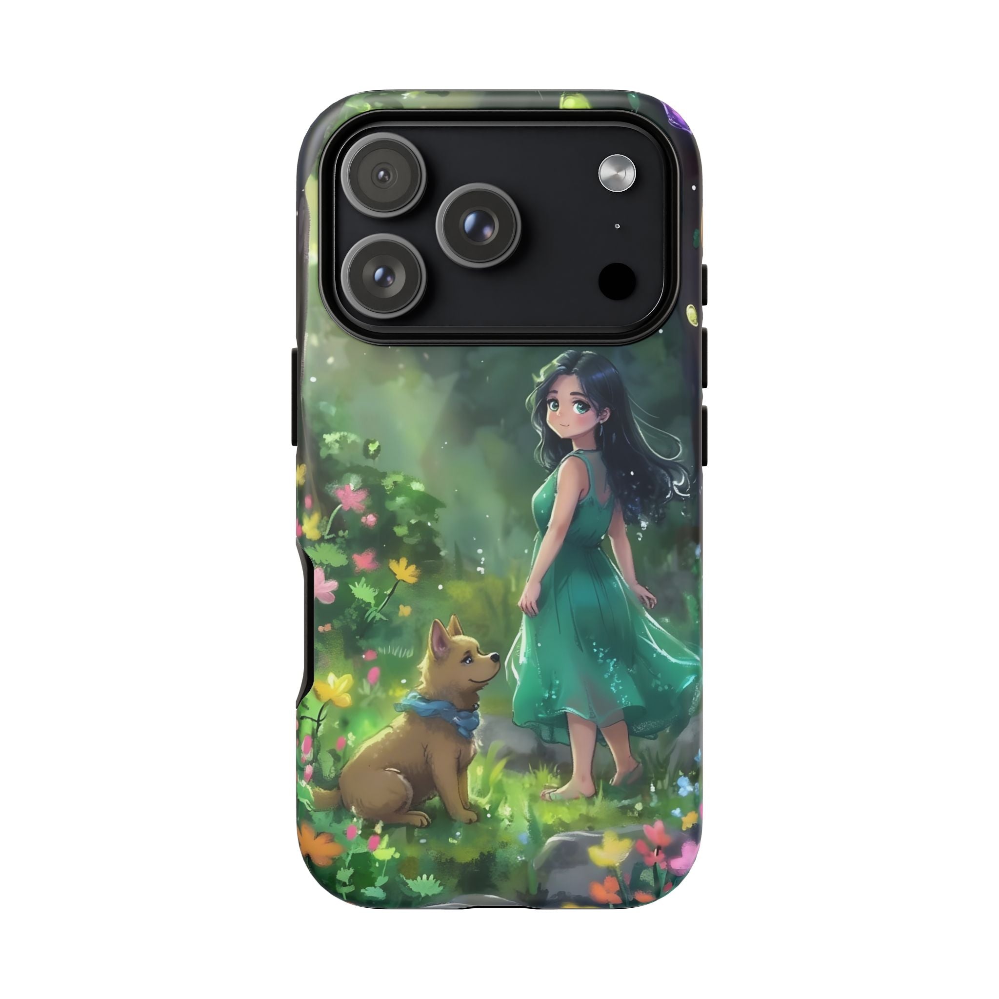 Whimsical Phone Case with Nature and Dog Artwork