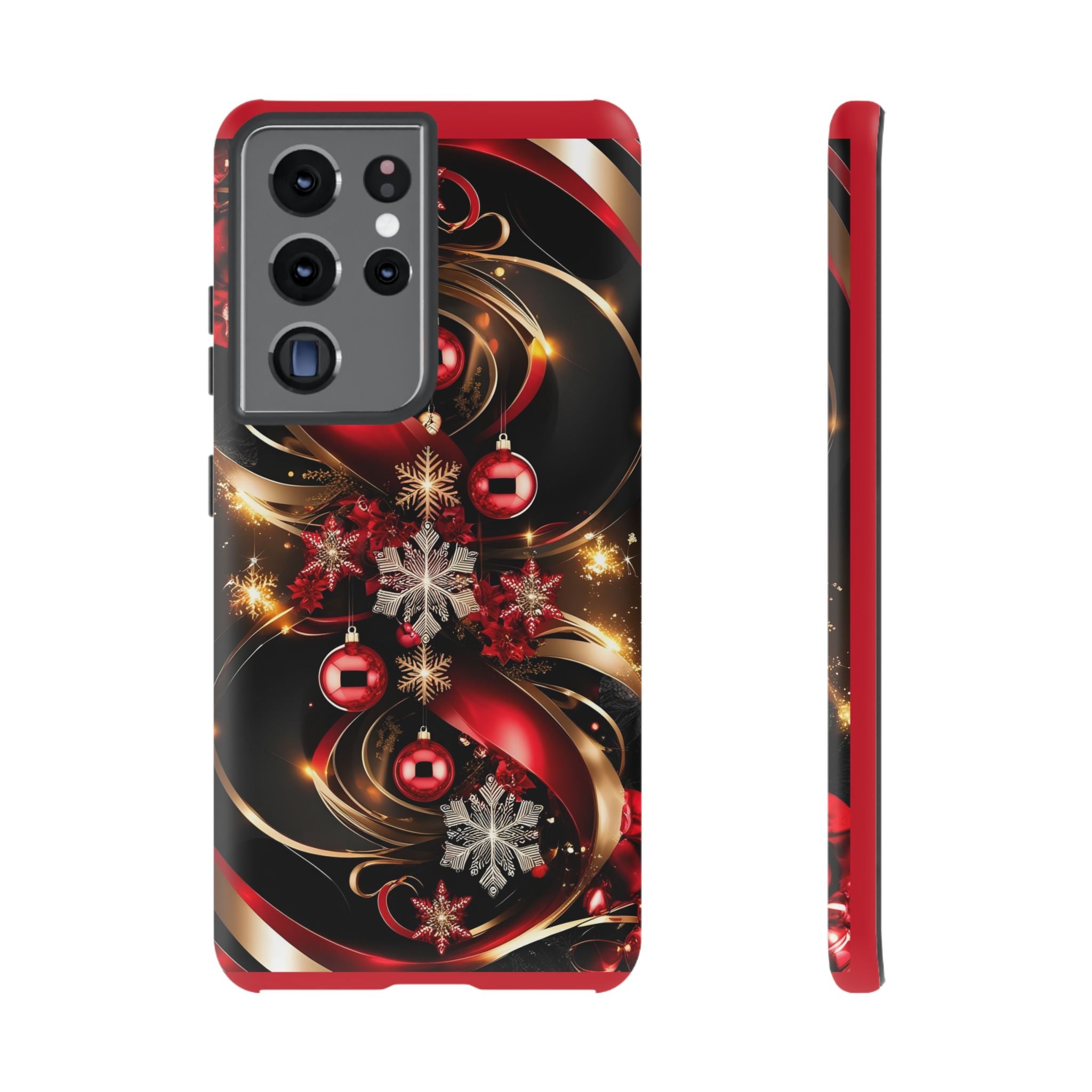 Christmas Red and Gold Phone Case - Tough Cases for Holiday Cheer