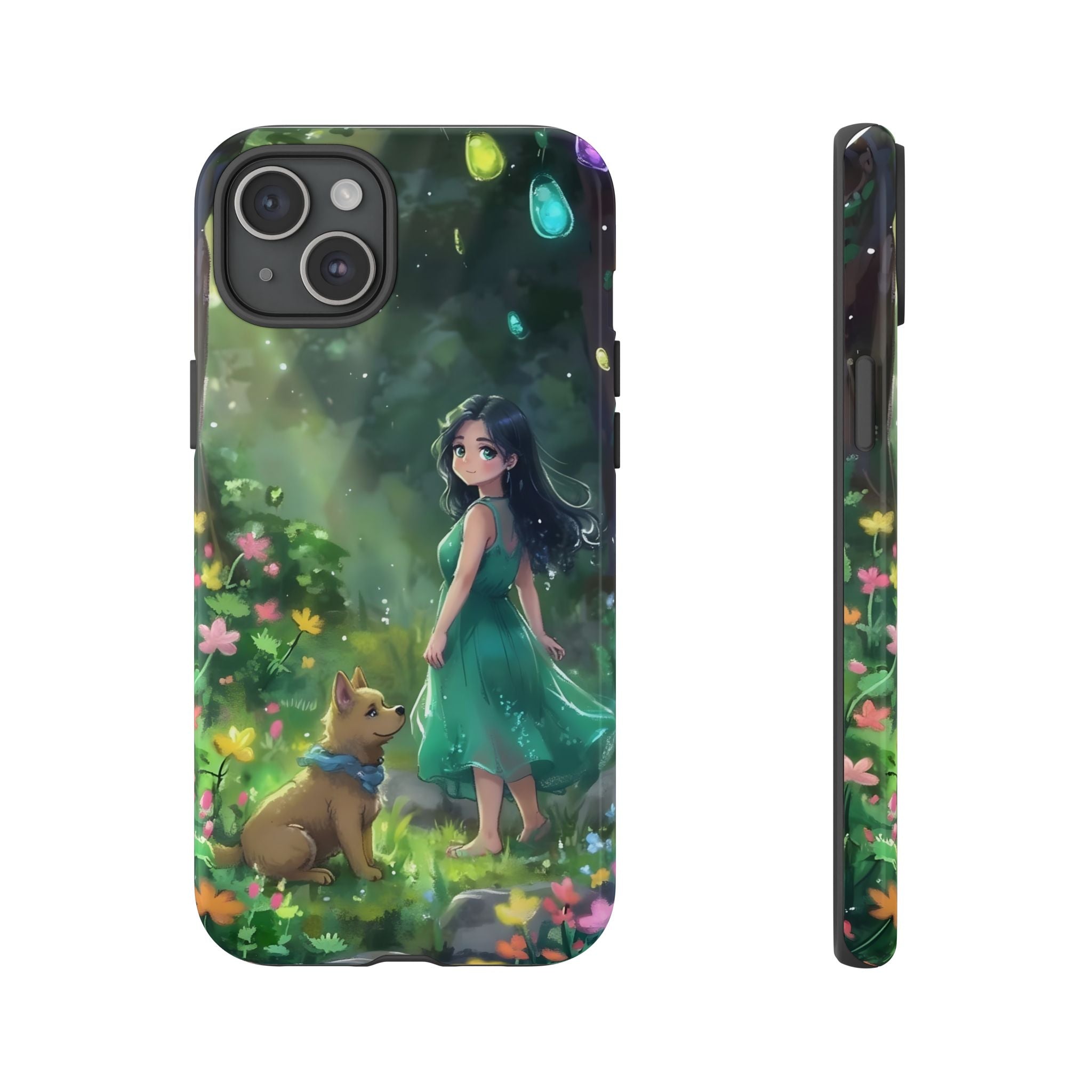 Whimsical Phone Case with Nature and Dog Artwork