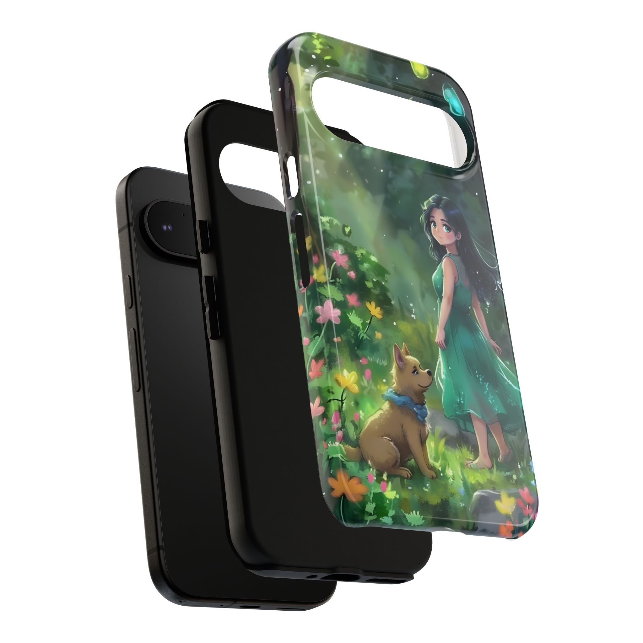 Whimsical Phone Case with Nature and Dog Artwork