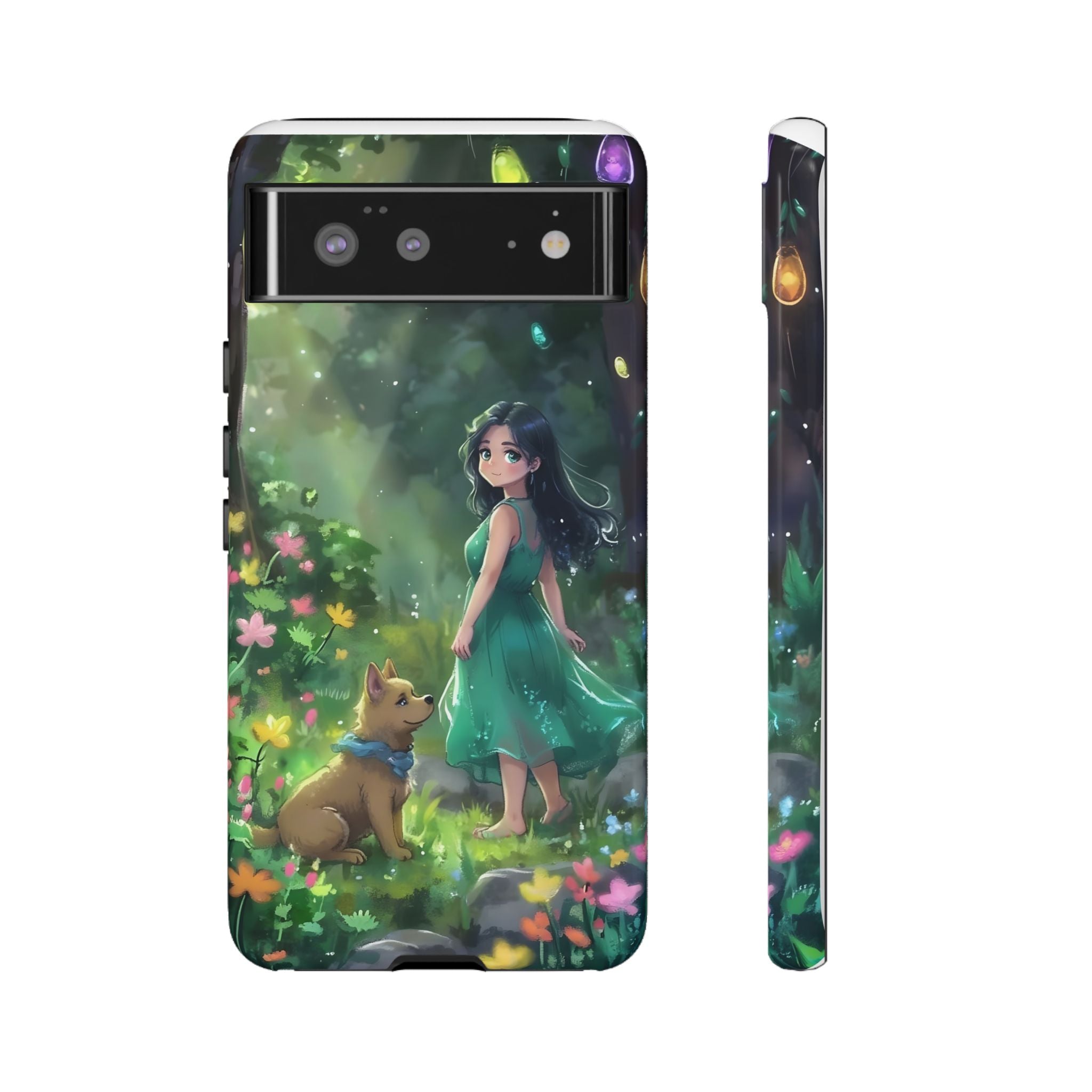Whimsical Phone Case with Nature and Dog Artwork