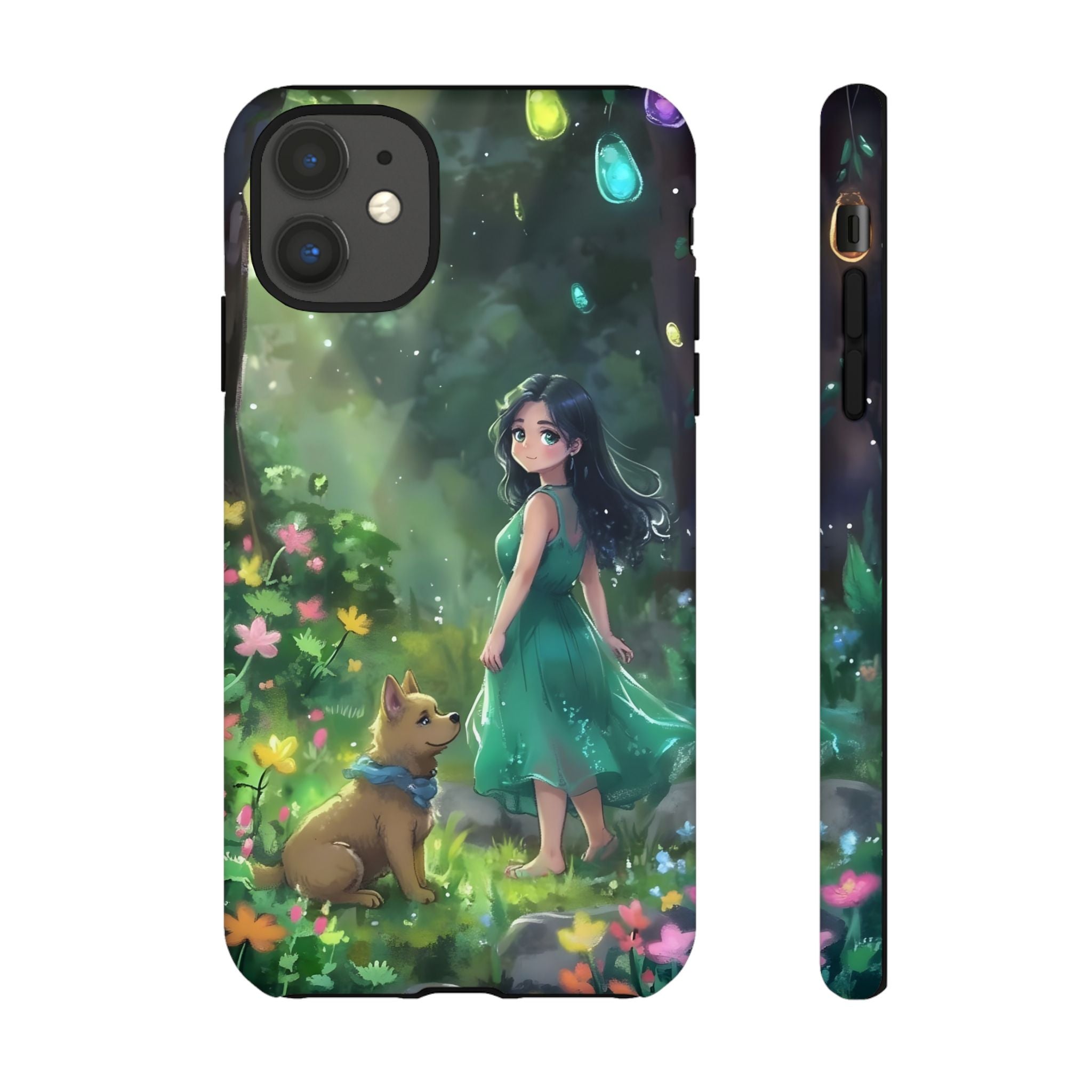 Whimsical Phone Case with Nature and Dog Artwork
