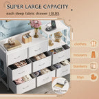 WLIVE Minimalist Three-column 8-Drawer Fabric Dresser