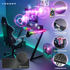 KESSER Gaming Table LED 100cm x 60cm | Z-Shape Desk | Ergonomic