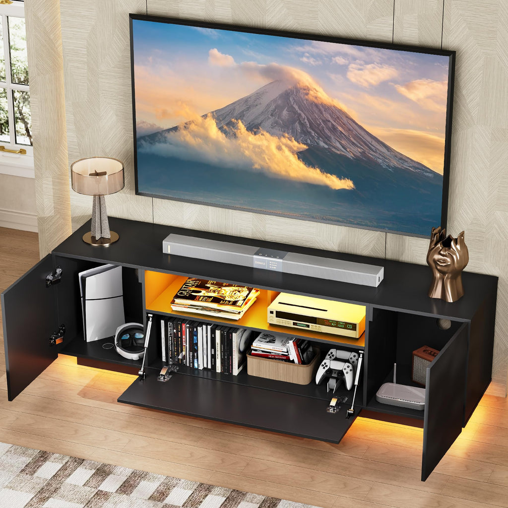 WLIVE Modern Entertainment Center TV Stand with RGB Lights