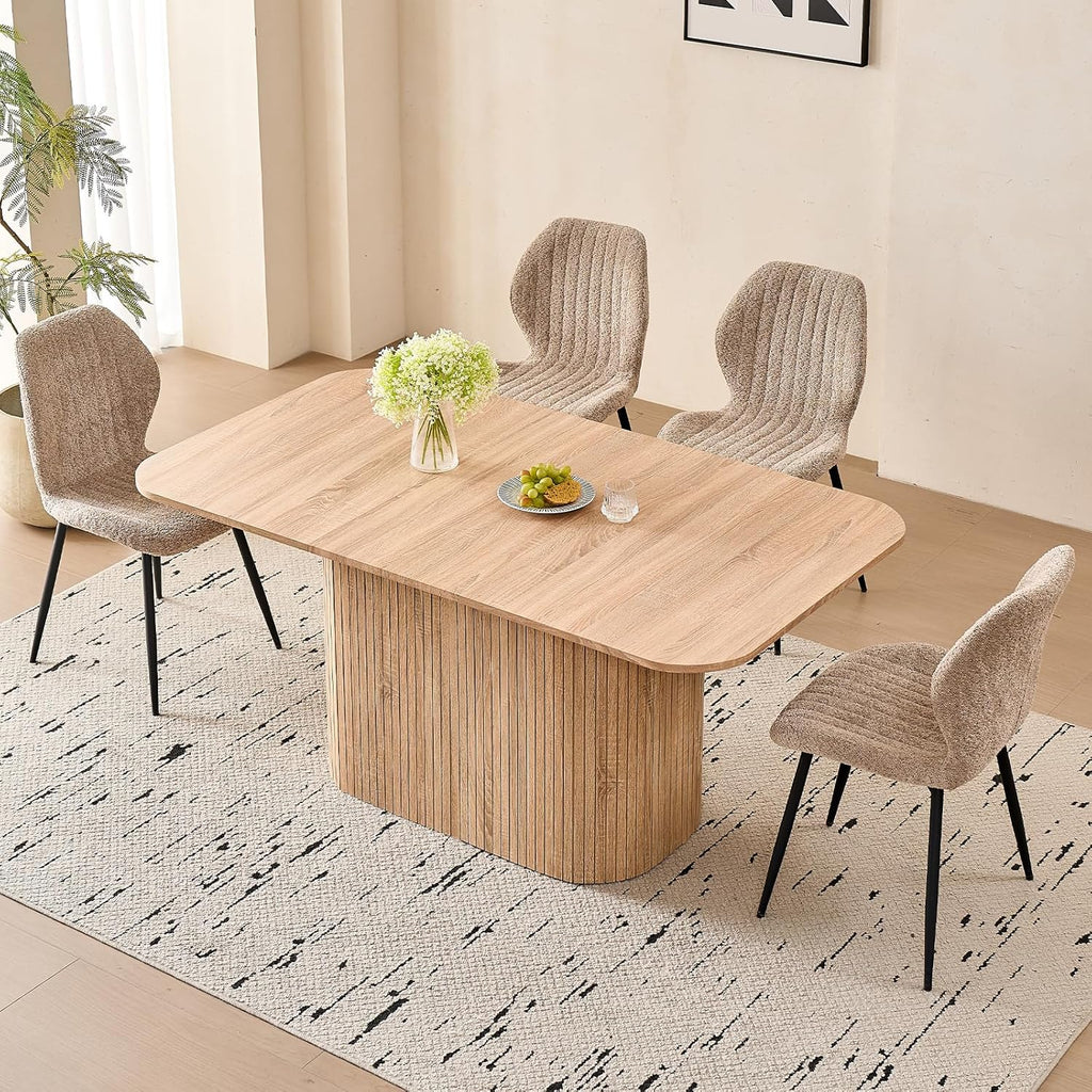 HJhomeheart Rectangular Dining Table - Light Wood Veining