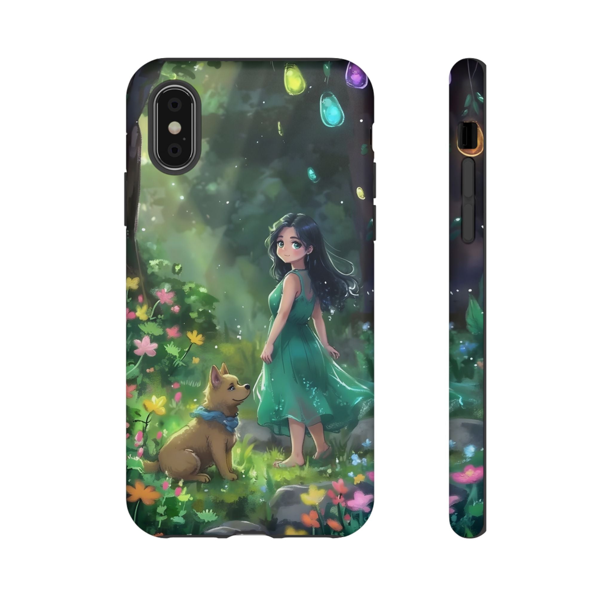 Whimsical Phone Case with Nature and Dog Artwork